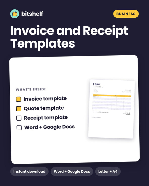 Invoice and Receipt Templates printable cover by Bitshelf