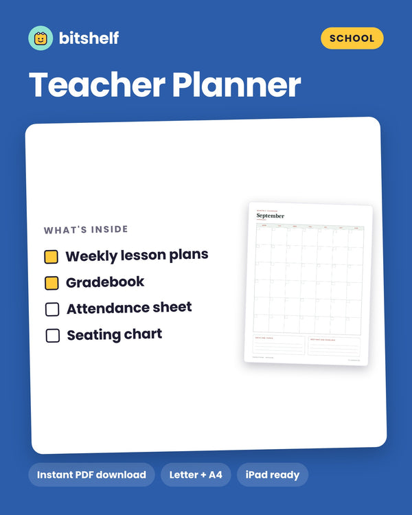 Teacher Planner printable cover by Bitshelf