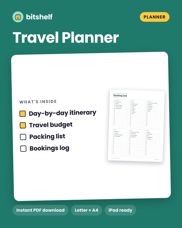 Travel Planner printable cover by Bitshelf