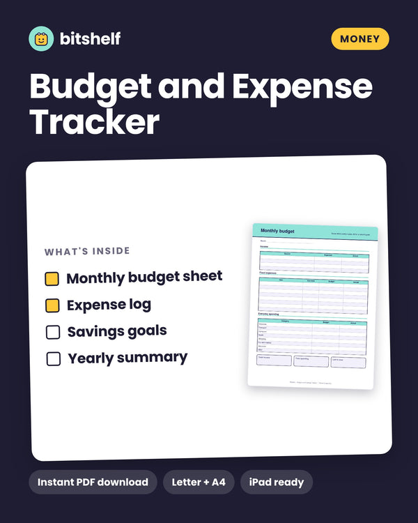 Budget and Expense Tracker printable cover by Bitshelf