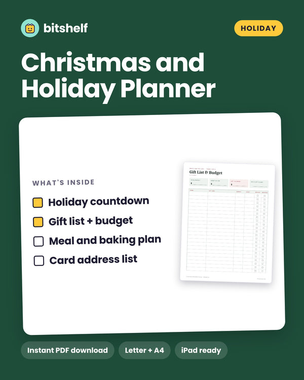Christmas and Holiday Planner printable cover by Bitshelf