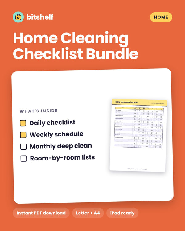 Home Cleaning Checklist Bundle printable cover by Bitshelf