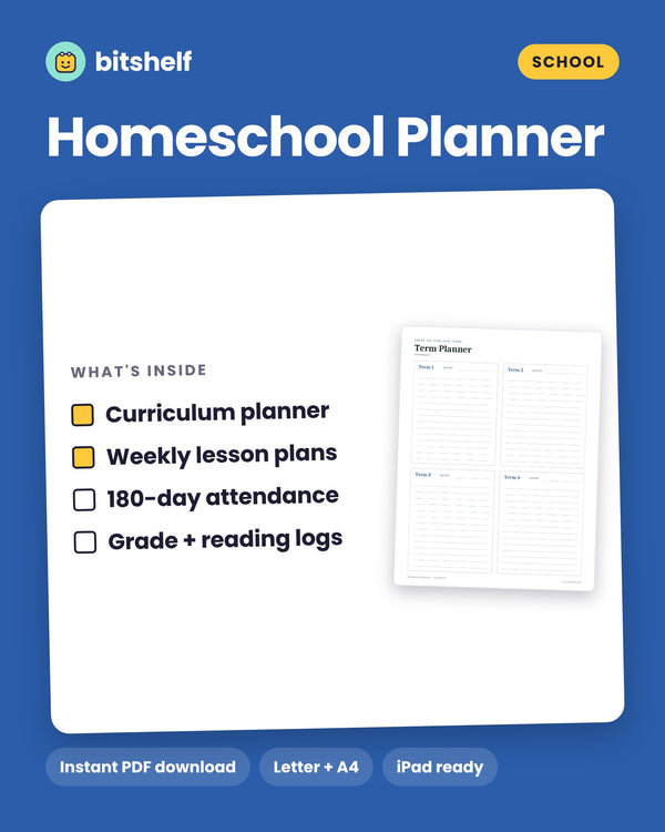 Homeschool Planner printable cover by Bitshelf