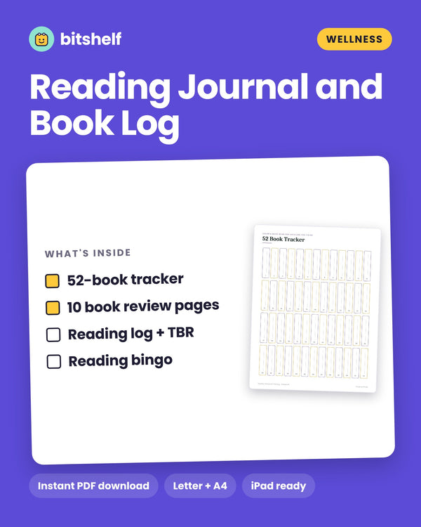 Reading Journal and Book Log printable cover by Bitshelf