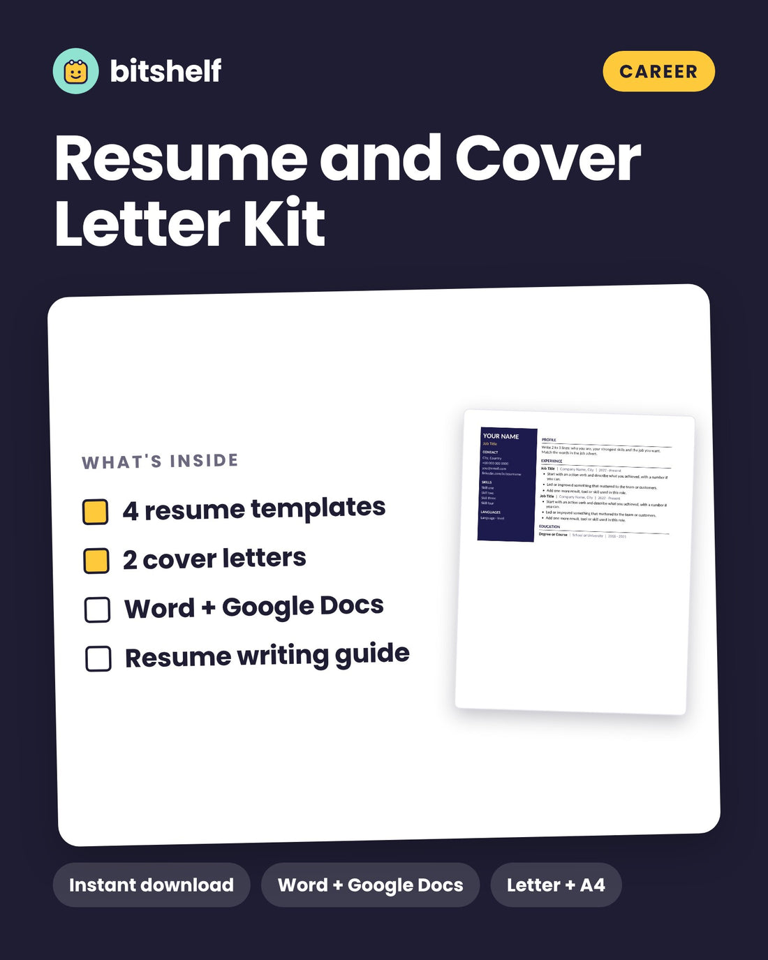 Resume and Cover Letter Kit printable cover by Bitshelf