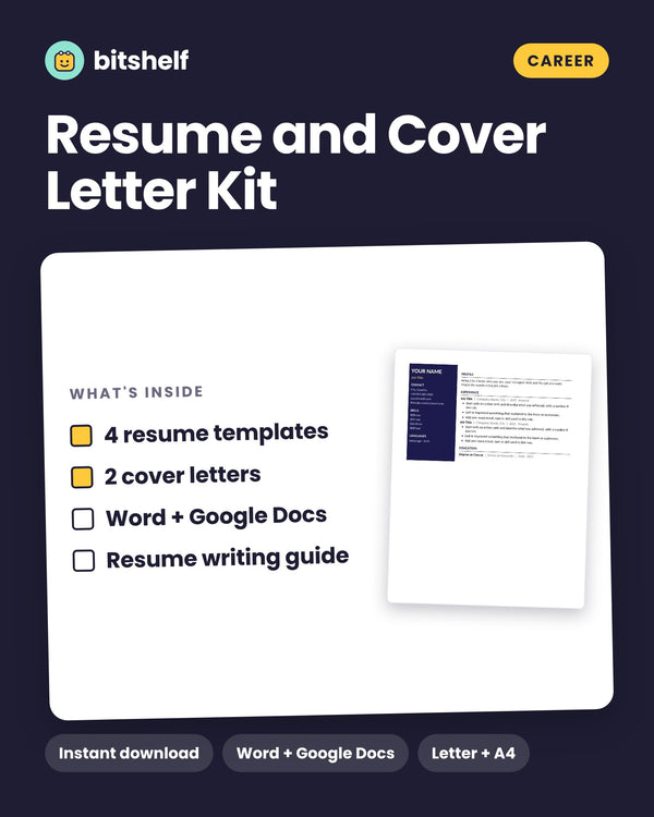 Resume and Cover Letter Kit printable cover by Bitshelf