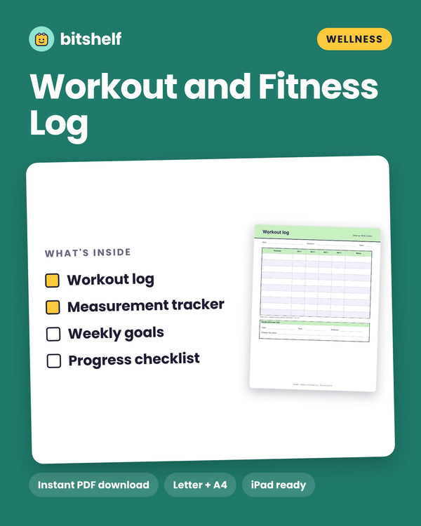 Workout and Fitness Log printable cover by Bitshelf