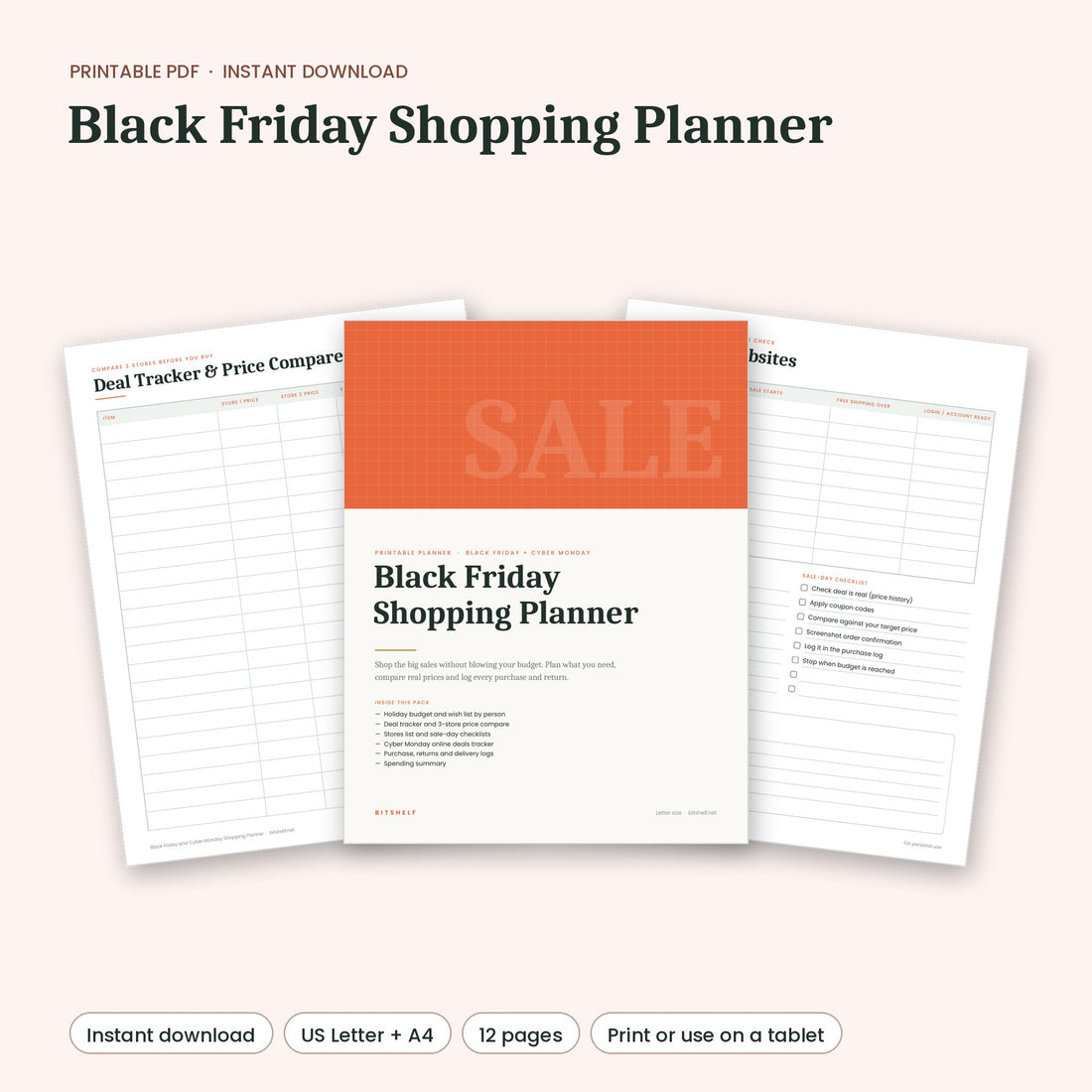 Black Friday and Cyber Monday Shopping Planner printable preview