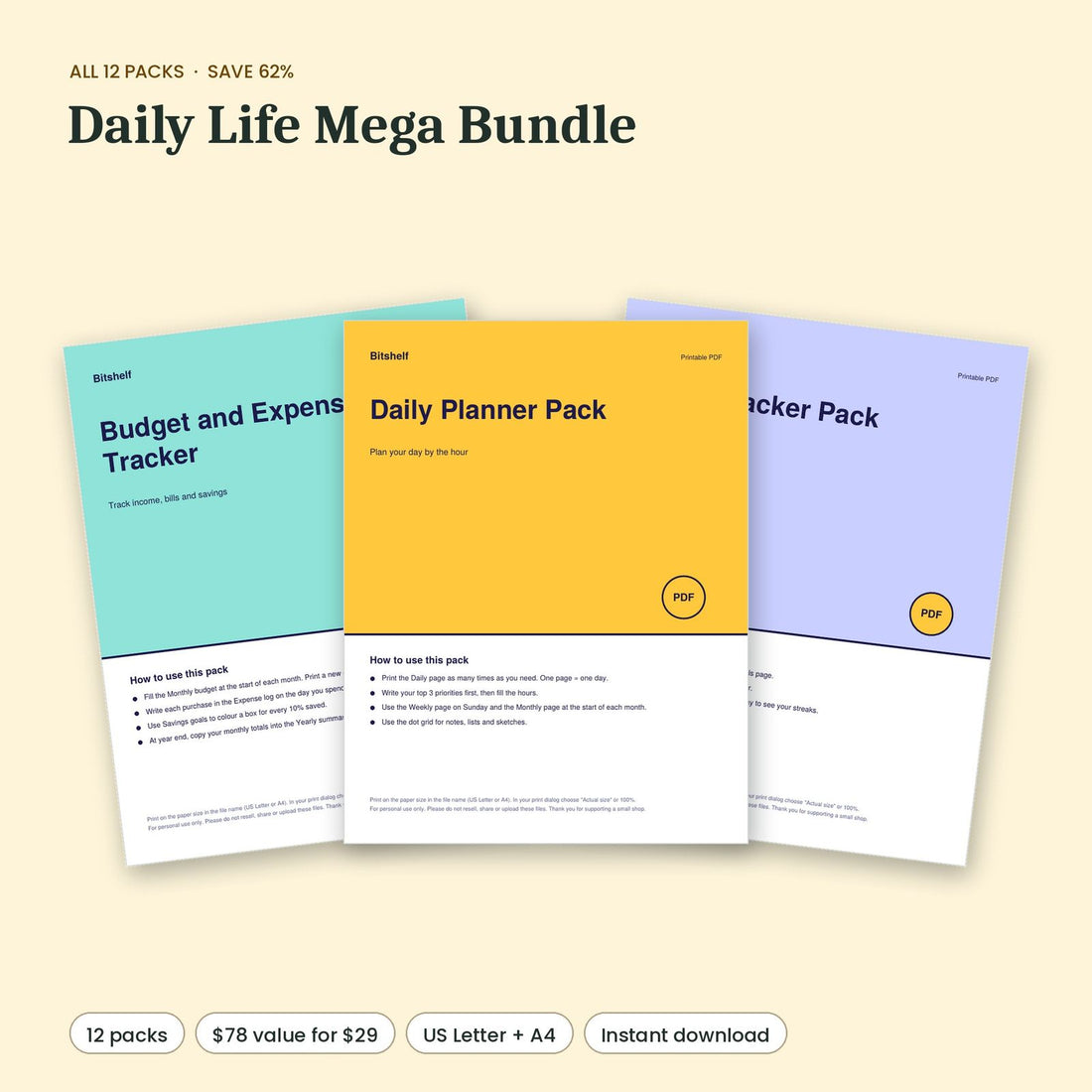 Printable Planner Bundle: 12 Planners & Trackers | Bitshelf