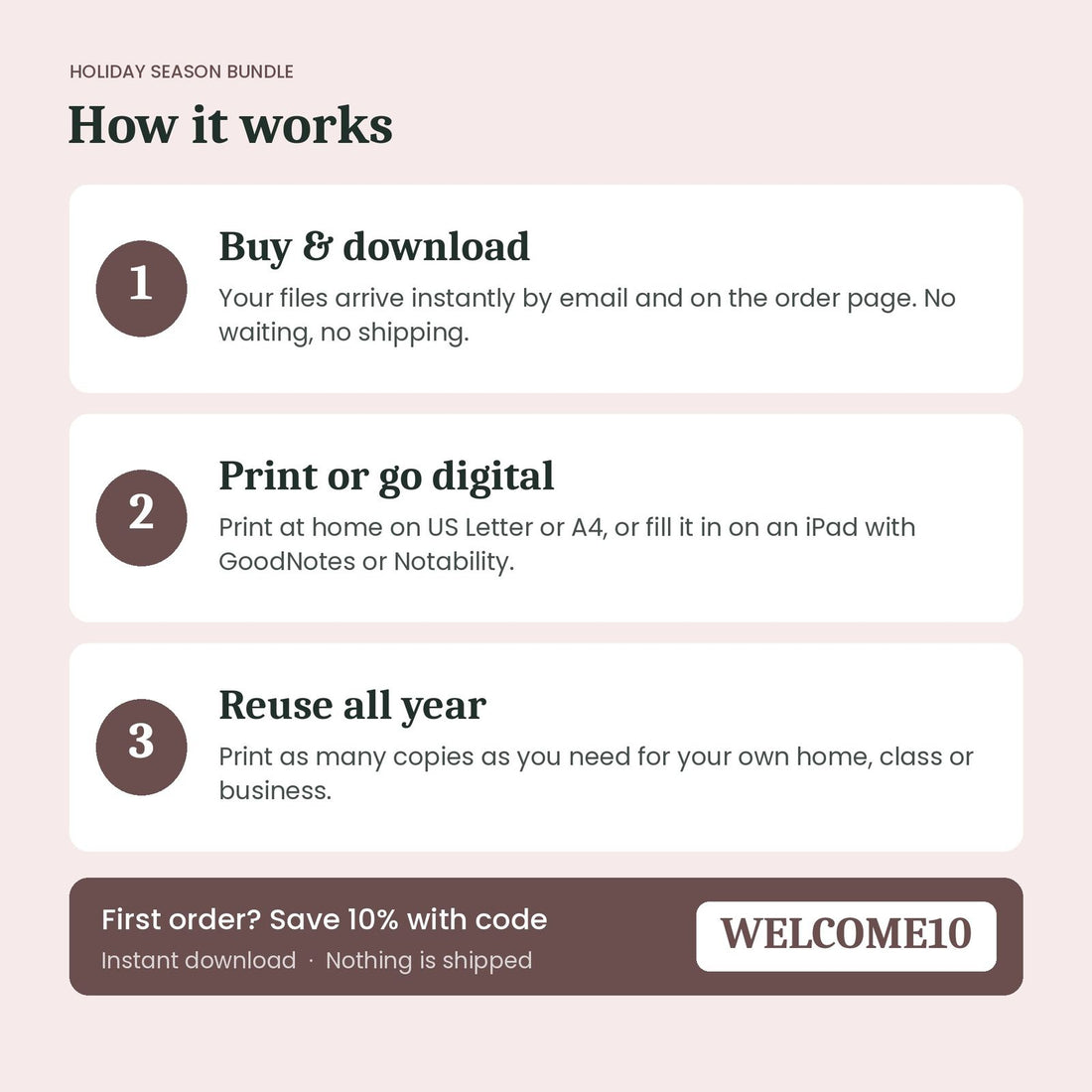 How the Holiday Season Bundle instant download works