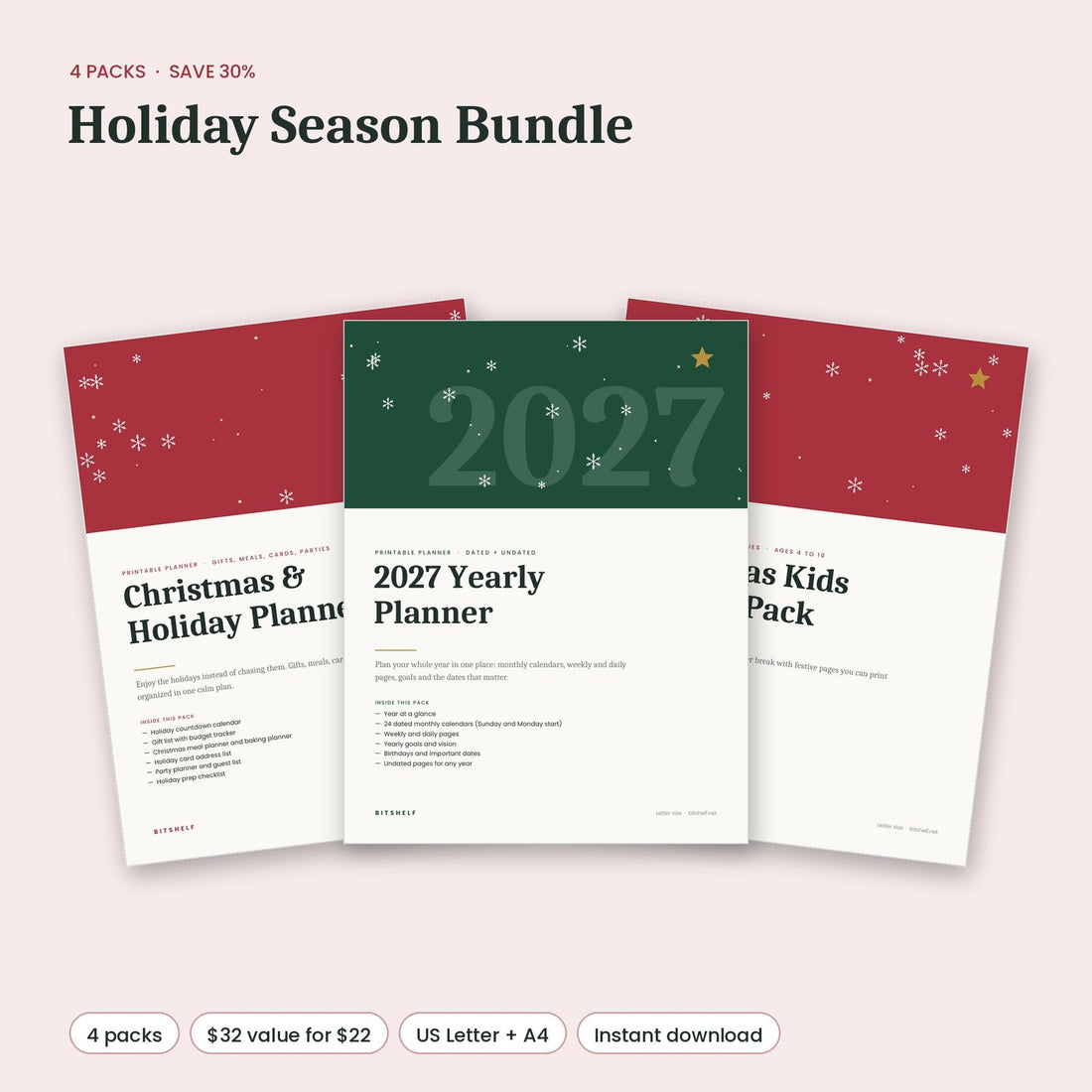Holiday Season Bundle printable pages preview