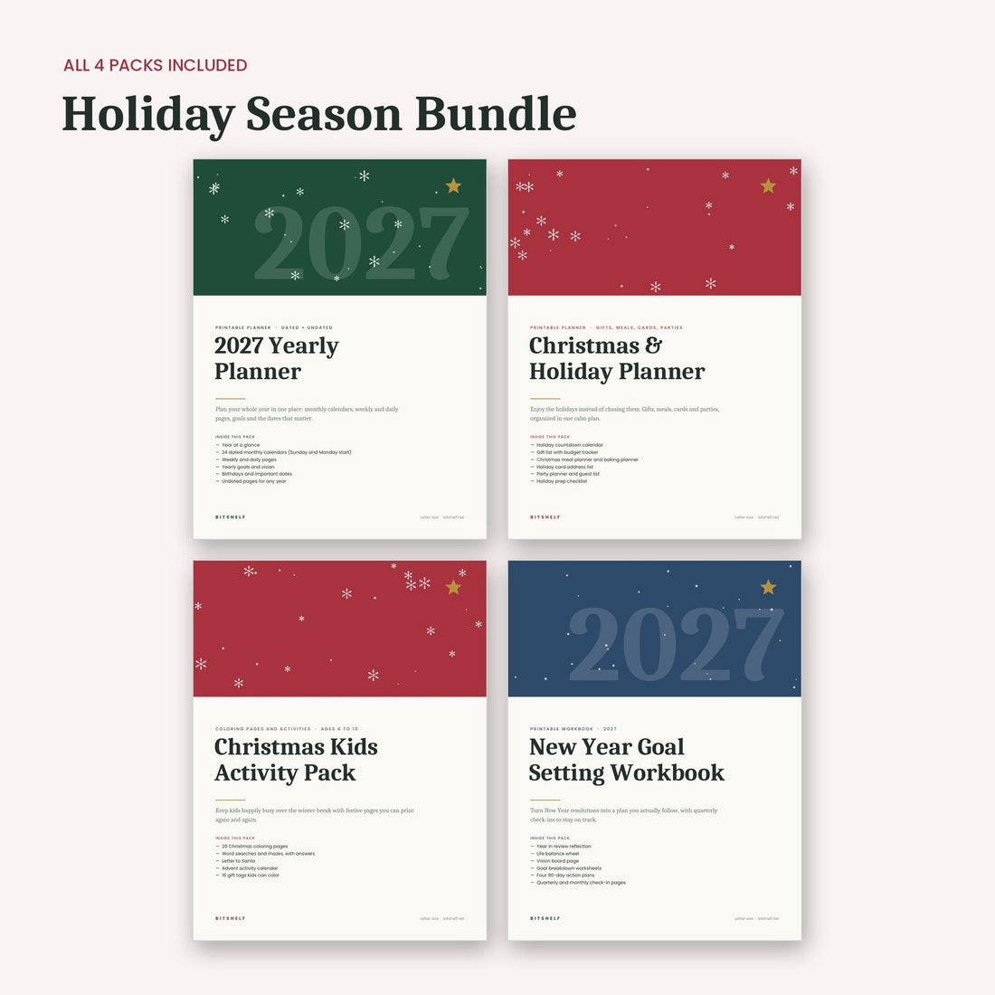 What's inside the Holiday Season Bundle: sample pages