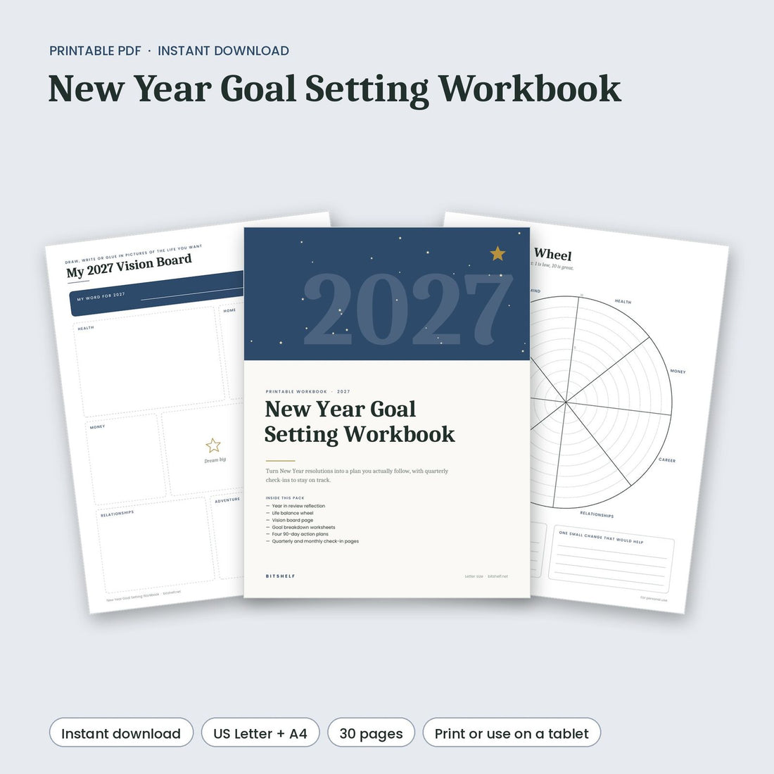 New Year Goal Setting Workbook printable pages preview