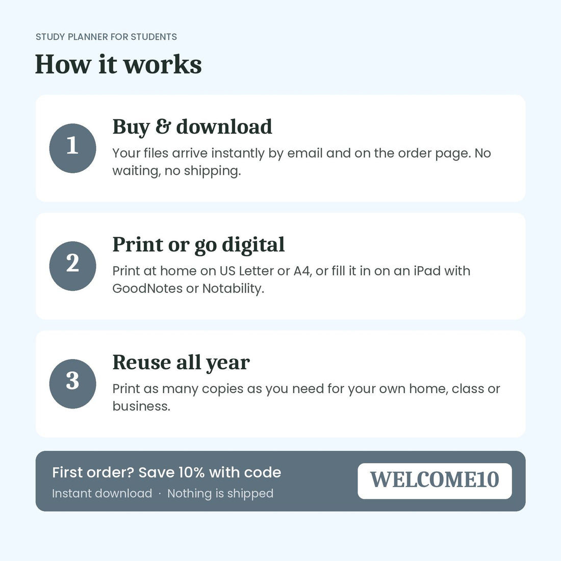 How the Study Planner for Students instant download works