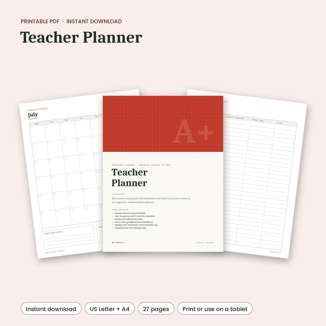 Teacher Planner printable preview