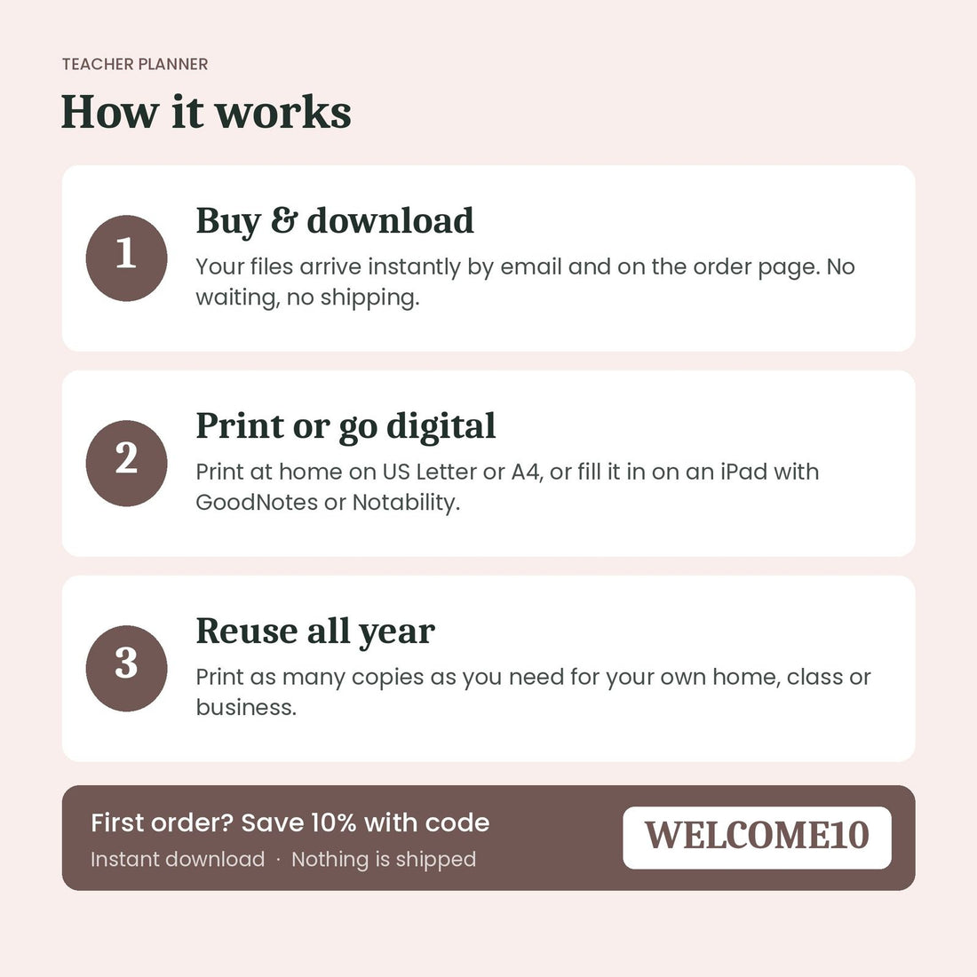 How the Teacher Planner instant download works