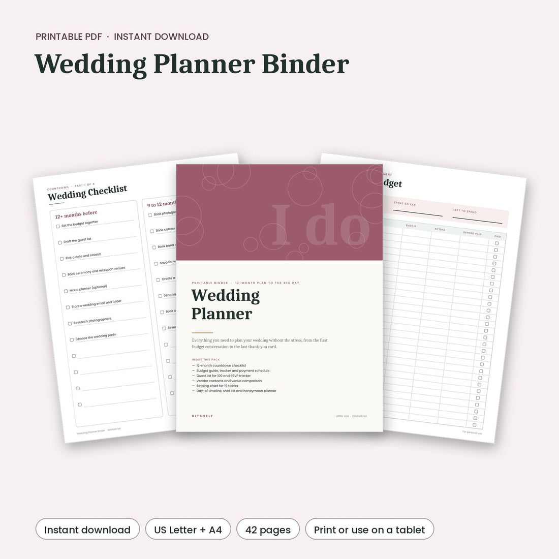 Wedding Planner Binder printable pages preview